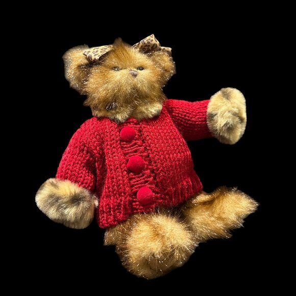 Bearington Bear in Red Knitted Sweater, Fully Jointed Collectible Stuffed Animal - Picture 5 of 7
